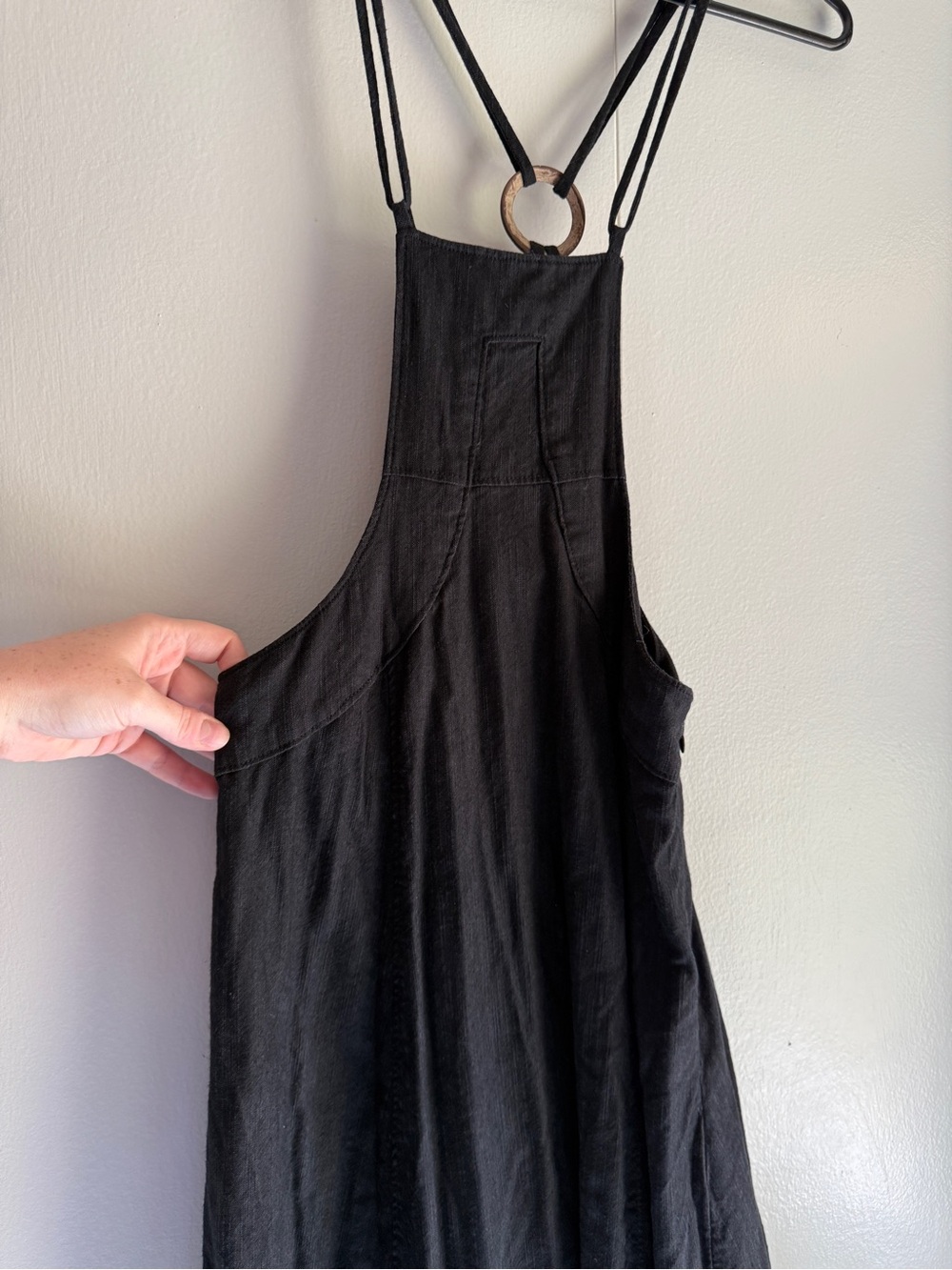 Anthropologie Women's Black Modern Pinafore Bib Overall Jumper Dress Size 4 - Picture 6 of 16